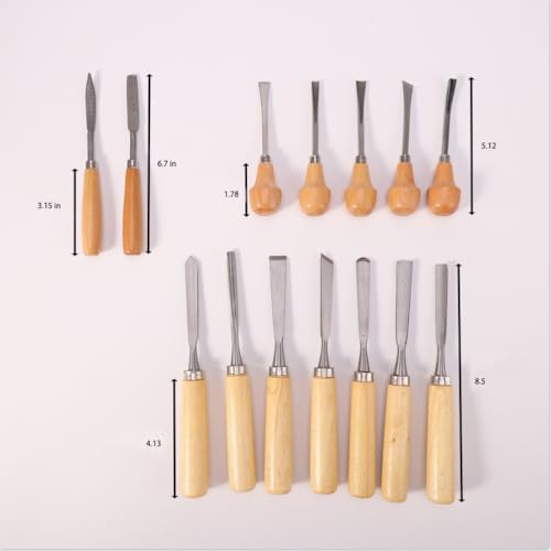 Fving 16 Pcs Carving Tools Set, Wood Chisels with Canvas Case,Gouges and Woodworking Chisel with Sharpening Stone Wooden Blocks for Beginners Professionals Wood Carving Kit