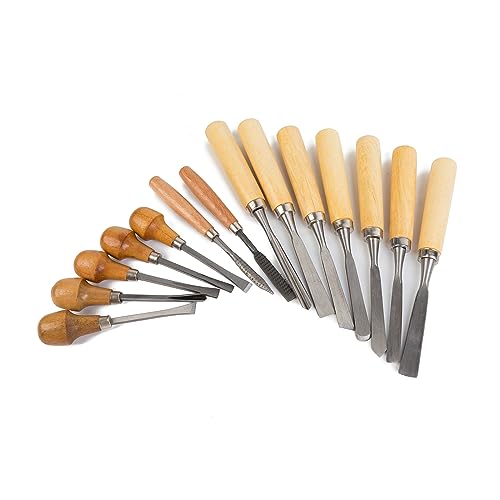 Fving 16 Pcs Carving Tools Set, Wood Chisels with Canvas Case,Gouges and Woodworking Chisel with Sharpening Stone Wooden Blocks for Beginners Professionals Wood Carving Kit