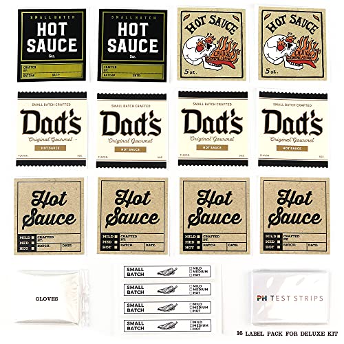 Deluxe Hot Sauce Making Kit, 3 Varieties of Chili Peppers, Gourmet Spice Blend, 3 Bottles, 16 Fun Labels, Make your own sauce, Fun DIY Gift For Dad, Brother, Uncle. (Deluxe Kit)