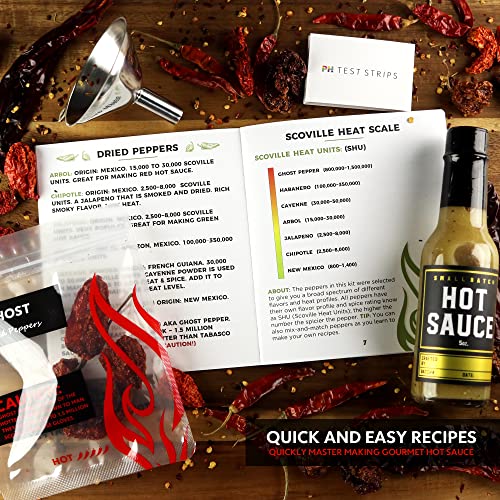 Deluxe Hot Sauce Making Kit, 3 Varieties of Chili Peppers, Gourmet Spice Blend, 3 Bottles, 16 Fun Labels, Make your own sauce, Fun DIY Gift For Dad, Brother, Uncle. (Deluxe Kit)