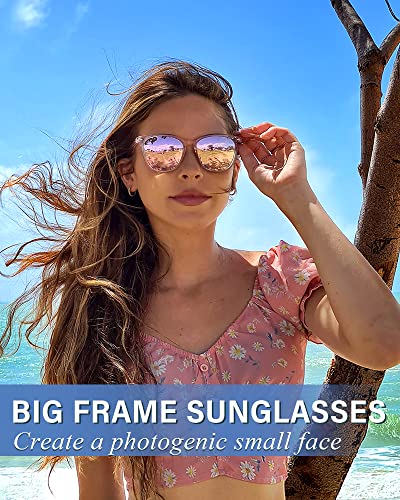 Myiaur Polarized Sunglasses for Women, Square Mirrored Trendy Shades with UV Protection Reduce Glare Sun Glasses