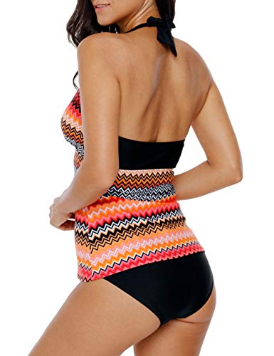 SEBOWEL Women Floral Print V Neck Swim Top Strap Bathing Suit Tankini Swimwear Tops (NO Bottom)