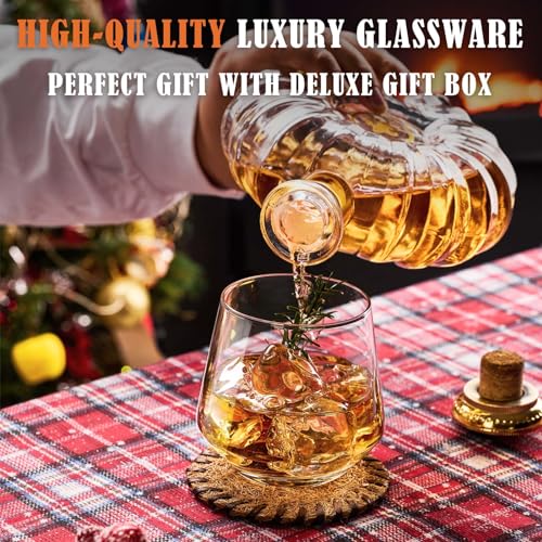 JBHO Premium Whiskey Glasses for Men- Set of 6-12 Oz Scotch Glasses - Old Fashioned Non-Lead Crystal Glass - Gift-Box Idea for Scotch Lovers/Glassware for Bourbon/Rum glasses/Bar Cocktail Glasses