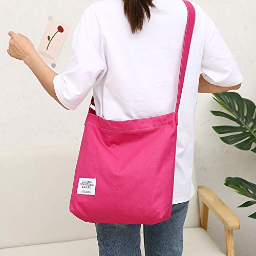 Covelin Women's Retro Large Size Canvas Shoulder Bag Hobo Crossbody Handbag Casual Tote