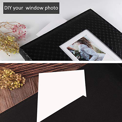 RECUTMS Photo Album 4x6 600 Photos Black Inner Page Button Grain Leather Big Capacity Pockets Pictures Album Birthday Christmas Wedding Anniversary (Black)