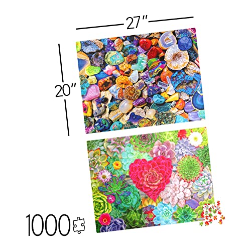 2-Pack of 1000-Piece Jigsaw Puzzles, Succulents & Rocks and Minerals | Puzzles for Adults and Kids Ages 8+, Amazon Exclusive