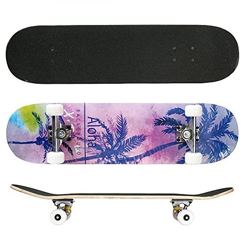 Complete Skateboards for Beginners Pro 31 inches Complete Skateboards for Teens Beginners Girls Boys Kids Adults, Maple Wood Skateboard