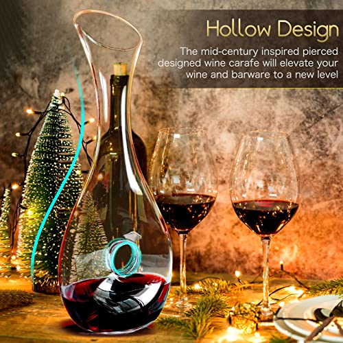 NUTRIUPS Wine Decanter with Stopper Hand Blown Wine Aerating Decanter Wine Carafe Decanter Pierced Decorative Snail Red Wine Decanters with Lid