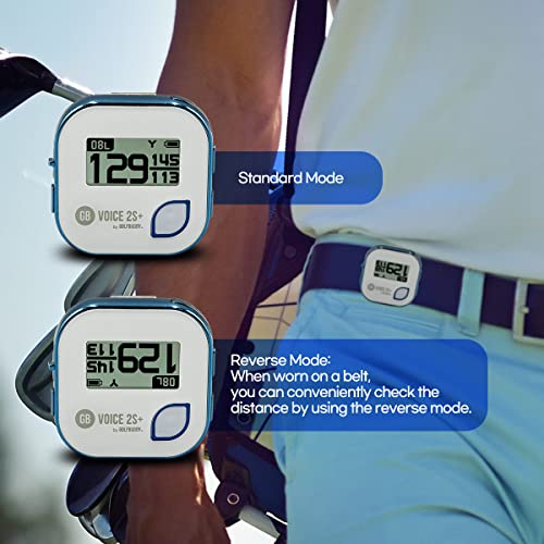 GOLFBUDDY Voice 2S+ Talking GPS Rangefinder, Clip on Hat Golf Navigation, Slope Mode on/Off, 18 Hours Battery Life, Shot Distance Measurement, Preloaded with 40,000 Courses Worldwide (Blue)