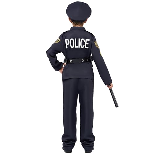 Spooktacular Creations Halloween Police Costume for Kids, Black Police Officer Costume for Boys, Toddler Cosplay RolePlay Themed Party (Small (5-7 yrs))