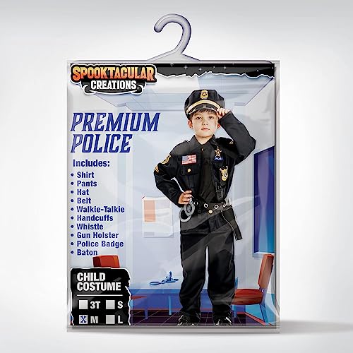 Spooktacular Creations Halloween Police Costume for Kids, Black Police Officer Costume for Boys, Toddler Cosplay RolePlay Themed Party (Small (5-7 yrs))