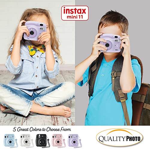 Fujifilm Instax Mini 11 Instant Camera with Case, 60 Fuji Films, Decoration Stickers, Frames, Photo Album and More Accessory kit (Charcoal Grey)… (Lilac Purple)