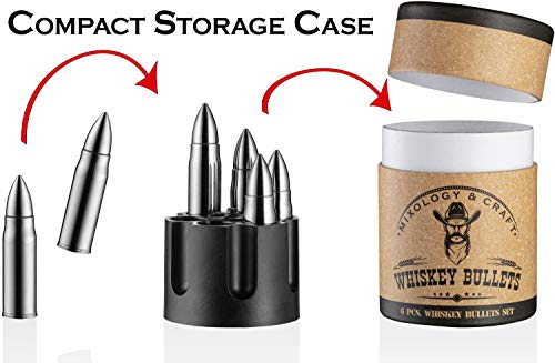 Whiskey Stone Gift Set - Stainless Steel Whiskey Stones with Revolver Freezer Base, Reusable Ice Cube for Whiskey Gift Set for Men, Dad, Husband, Boyfriend(Silver)