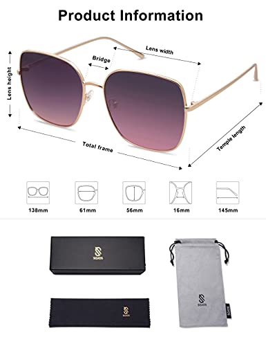 SOJOS Trendy Oversized Square Metal Frame Sunglasses for Women Men Flat Mirrored Lens UV Protection Sunglasses SJ1146