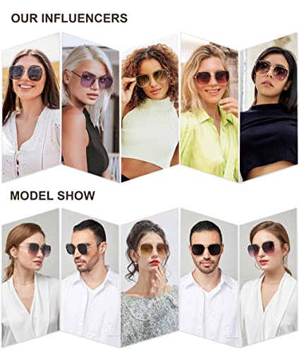 SOJOS Trendy Oversized Square Metal Frame Sunglasses for Women Men Flat Mirrored Lens UV Protection Sunglasses SJ1146