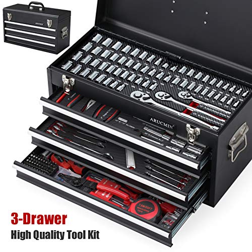 438-Piece Mechanics Tool Set with 3-Drawer Heavy Duty Metal Box Repair Tool Kit