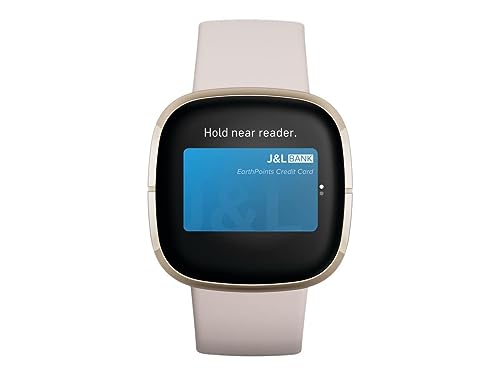 Fitbit Sense Advanced Smartwatch with Tools for Heart Health, Stress Management & Skin Temperature Trends, White/Gold, One Size (S & L Bands Included)