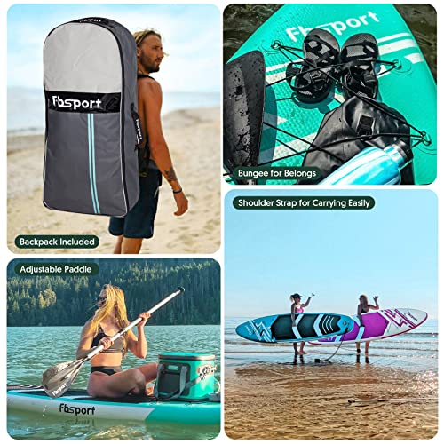 FBSPORT 11' Premium Stand Up Paddle Board, Yoga Board with Durable SUP Accessories & Carry Bag | Wide Stance, Surf Control, Non-Slip Deck, Leash, Paddle and Pump for Youth & Adult