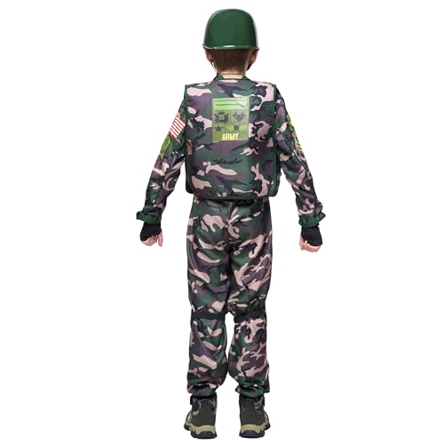 Spooktacular Creations Kids Army Special Forces Costume, Camo Trooper Costume Outfit for Kids, Halloween Dress Up, Role-Playing, and Carnival Cosplay (Medium (8-10 yr))