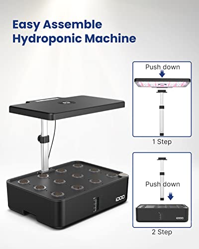 iDOO Hydroponics Growing System Kit 12Pods, Gifts for Mom Women, Herb Garden Indoor with LED Grow Light, House Warming Gifts New Home, Built-in Fan, Auto-Timer, Adjustable Height Up to 11.3" for Home