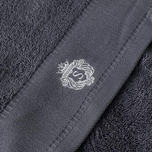 Sunshinejing 3-Piece Bath Towel Set - 55.1 x 28 Inch, 29.5 x 13.4 Inch, 12.6 x 12.6 Inch - 100% Cotton, Grey