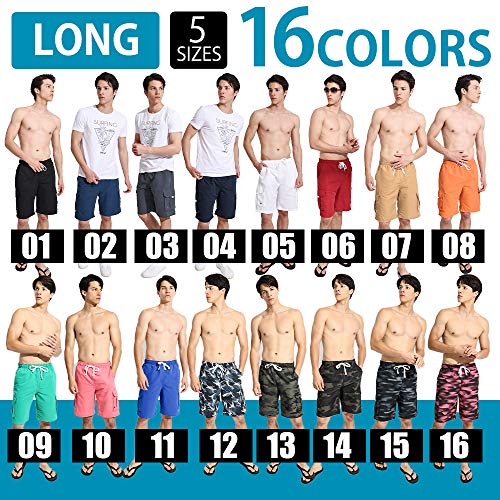 Actleis Mens Swim Trunks Long Board Shorts Quick Dry Beach Swimming Shorts with Soft Mesh Lining and Cargo Pocket