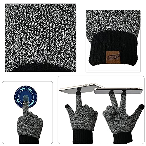 Honnesserry Winter Hats Scarf for Men with Touchscreen Gloves Warm Men's Scaves and Beanie Hat Themal Gloves Set