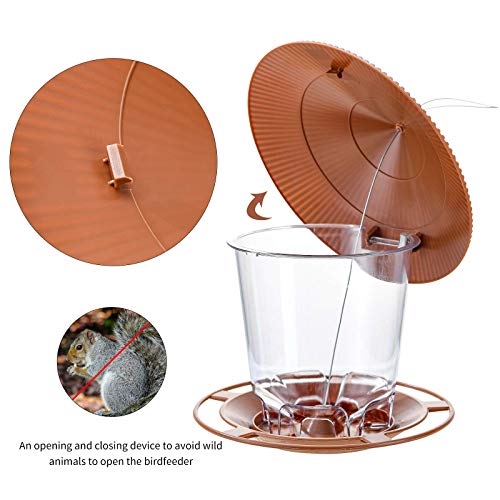 Hanizi Hanging Bird Feeder Squirrel Proof for Outdoor Wild Bird Seed, Brown