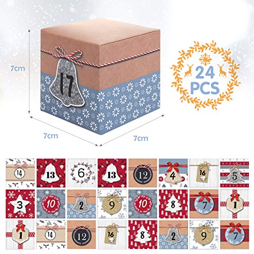 Christmas Advent Calendar Box 2024, 24 Days Countdown to Christmas Printed Cardboard Gift Treasure Box - Make & Fill Your Own Advent Calendar for Party Present Decoration