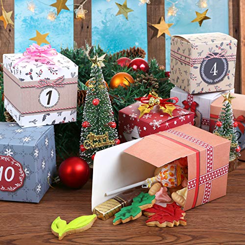 Christmas Advent Calendar Box 2024, 24 Days Countdown to Christmas Printed Cardboard Gift Treasure Box - Make & Fill Your Own Advent Calendar for Party Present Decoration