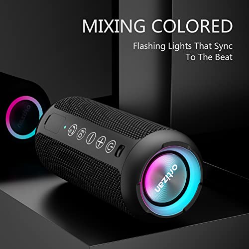 Ortizan Portable Bluetooth Speaker,IPX7 Waterproof Wireless Speakers with 24W Loud Stereo Sound,Deep Bass,Bluetooth 5.3,RGB Lights,Dual Pairing,30H Playtime for Home/Outdoor/Party/Beach,Gift Ideas