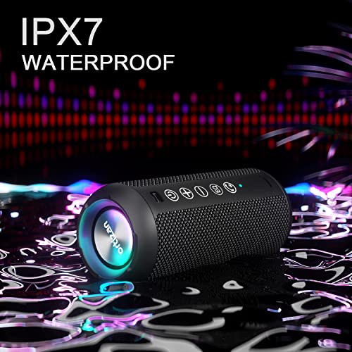 Ortizan Portable Bluetooth Speaker,IPX7 Waterproof Wireless Speakers with 24W Loud Stereo Sound,Deep Bass,Bluetooth 5.3,RGB Lights,Dual Pairing,30H Playtime for Home/Outdoor/Party/Beach,Gift Ideas