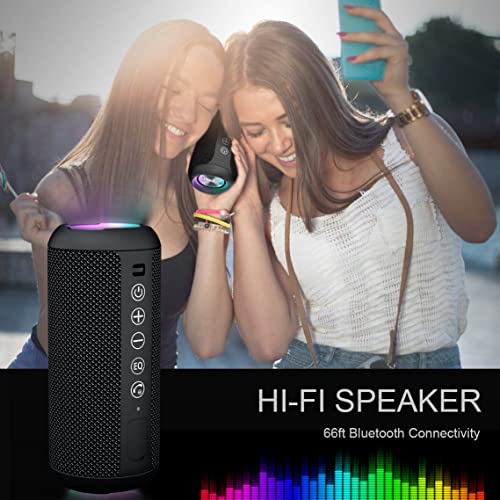 Ortizan Portable Bluetooth Speaker,IPX7 Waterproof Wireless Speakers with 24W Loud Stereo Sound,Deep Bass,Bluetooth 5.3,RGB Lights,Dual Pairing,30H Playtime for Home/Outdoor/Party/Beach,Gift Ideas