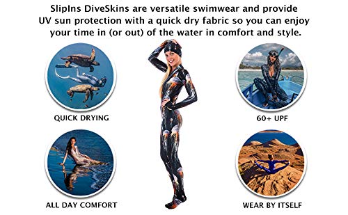 Slip Ins DiveSkins Zippered Full Body Diving Skin with Rash Guard, UV Protection for Surfing, Swimming, Diving, Snorkeling, Water Sports