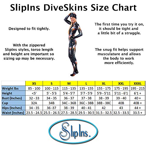 Slip Ins DiveSkins Zippered Full Body Diving Skin with Rash Guard, UV Protection for Surfing, Swimming, Diving, Snorkeling, Water Sports