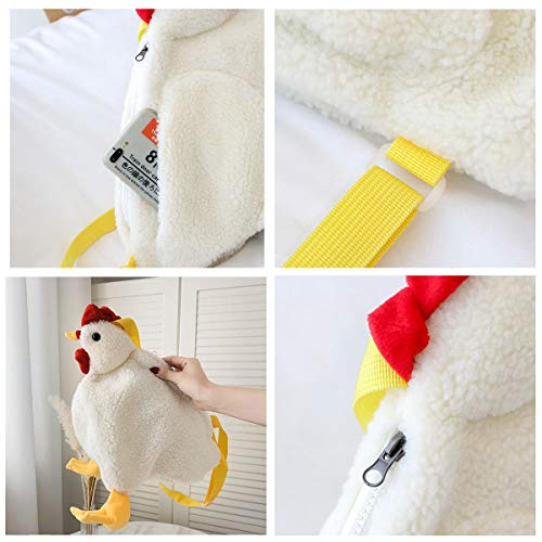 Gupiar Chicken Purse, Chicken White, Plush Handbag for Women, Crossbody Bag with Adjustable Strap, 5L, Novelty Seekers Gift