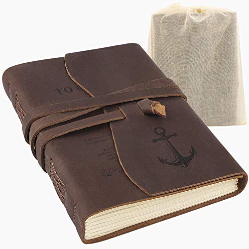 Premium Handmade Leather Journal Personalized Antique Writing Notebooks 7x5 Inch Unlined Leather Bound Daily Notepad for Men Perfect Son Gifts at Birthday, Graduation for Art Sketchbook, Travel Diary