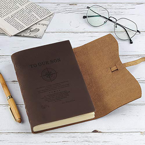 Premium Handmade Leather Journal Personalized Antique Writing Notebooks 7x5 Inch Unlined Leather Bound Daily Notepad for Men Perfect Son Gifts at Birthday, Graduation for Art Sketchbook, Travel Diary