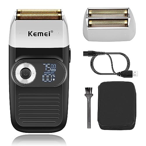 Kemei Foil Professional Electric Shaver for Men Razor with Bald Trimmer Cordless Shavers Rechargeble LED Display 2 in 1, Father Day Gifts