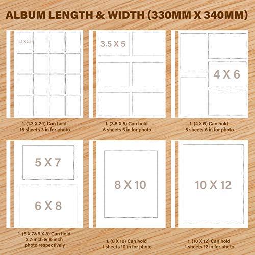 Safedealshop Magnetic Self-Stick Page Photo Album,Leather Cover,Holds 4X6,5X7,6X8,8X10,10X12 of Photos,Suitable for Anniversary Albums,Wedding Photo Album,Baby Growth,Family Album.