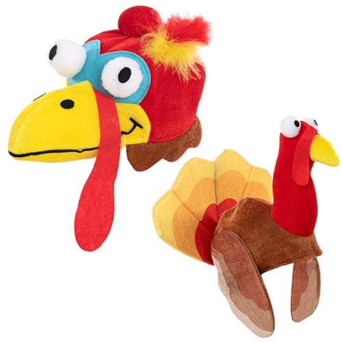 JOYIN 2 PCS Silly Thanksgiving Turkey Cap, Novelty Hats for Thanksgiving Night Event Dress-up Party, Thanksgiving Costume Hats for Role Play Carnival Cosplay, Thanksgiving Decoration & Accessories