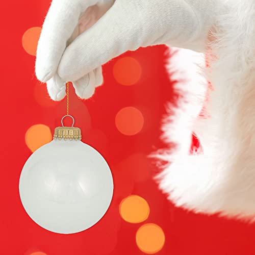 Glass Christmas Tree Ornaments - 67mm / 2.63" [8 Pieces] Designer Balls from Christmas By Krebs Seamless Hanging Holiday Decor (Shiny Porcelain White)