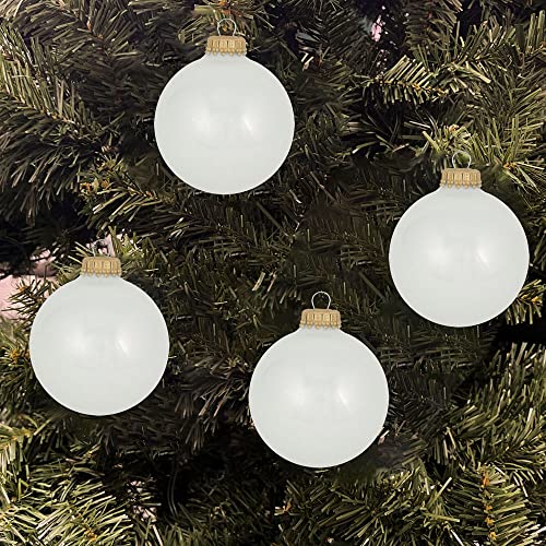 Glass Christmas Tree Ornaments - 67mm / 2.63" [8 Pieces] Designer Balls from Christmas By Krebs Seamless Hanging Holiday Decor (Shiny Porcelain White)