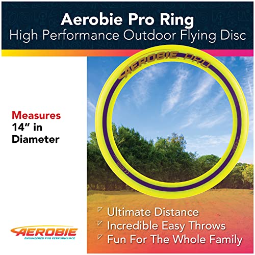 Aerobie Pro Ring Outdoor Flying Disc, 14 inches, Yellow