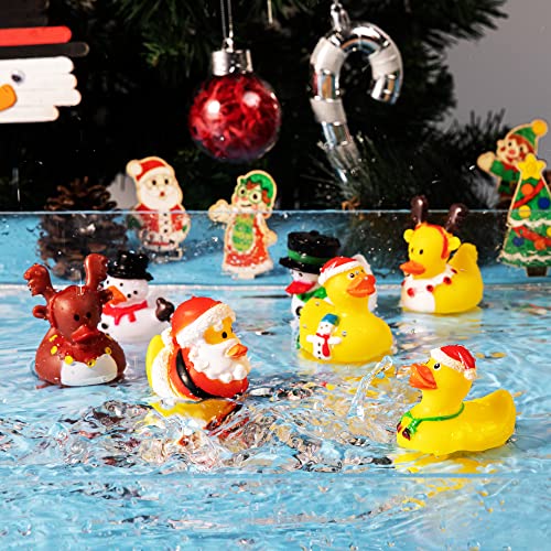 JOYIN Christmas 24 Days Advent Calendar 2024 Ducks, 24 Rubber Ducks for Boys Girls Toddlers Kids,Christmas Party Favor Gifts, Halloween Rubber Ducky Bath Toys, Kids Xmas Fun Ducks,Christmas Countdown