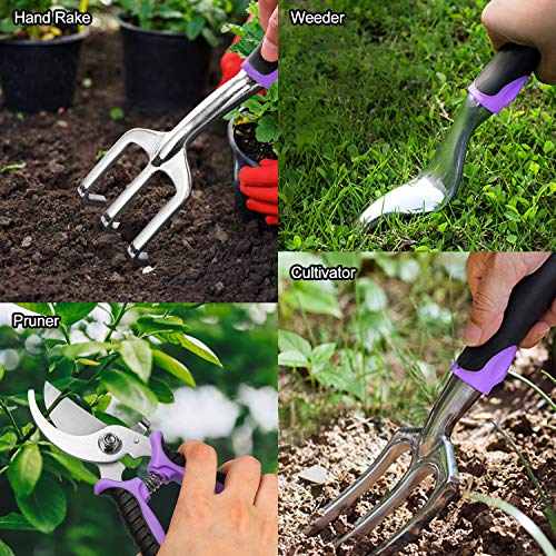 Tudoccy Garden Tools Set 83 Piece, Succulent Tools Set Included, Heavy Duty Aluminum Gardening Tools for Gardening, Non-Slip Ergonomic Handle Tools, Storage Tote Bag, Gifts Tools for Women