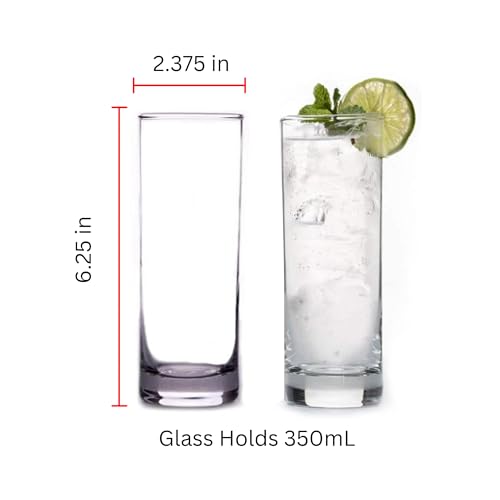 LEMONSODA Premium Highball Glass Set - Elegant Tom Collins Glasses Set of 6 - 12oz Tall Drinking Water Glasses - Bar Glassware for Mojito, Whiskey, Cocktail