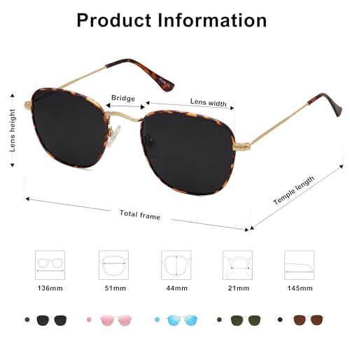 SOJOS Square Polarized Sunglasses for Men Women Classic Vintage Retro Style