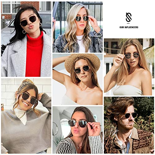 SOJOS Square Polarized Sunglasses for Men Women Classic Vintage Retro Style