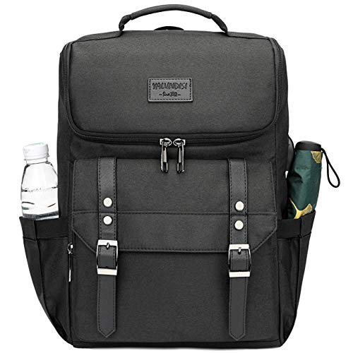 YALUNDISI Vintage Backpack Travel Laptop Backpack with usb Charging Port for Women & Men College Backpack Fits 15.6 Inch Laptop Black